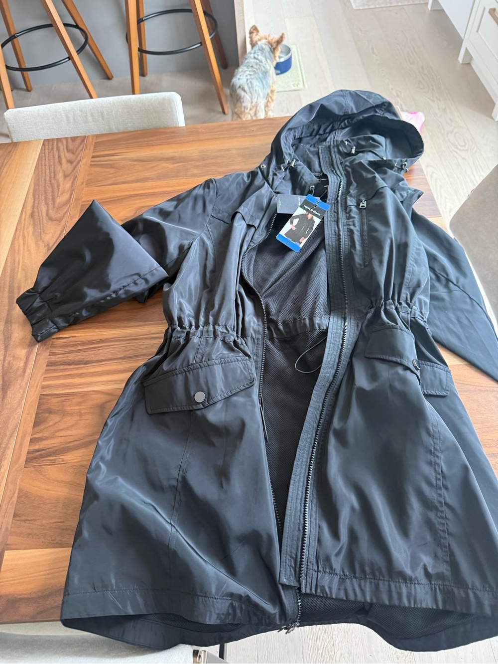 Black Hooded Rain Jacket lucky brand
